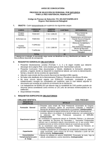 AVISO DE CONVOCATORIA  PROCESO DE SELECCIÓN DE PERSONAL POR SUPLENCIA