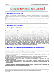 Ejemplos de Políticas de Calidad: Cementos, Cosmética y Electrónica