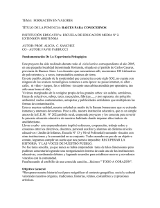 TEMA:  FORMACIÓN EN VALORES  RAÍCES PARA CONOCERNOS