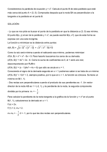 Consideremos la parabola de ecuacion y = x2. Calcular el punto B
