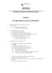 TEMA 1 EL RÉGIMEN LOCAL ESPAÑOL.