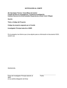 Comunicación ordinaria - Instituto Nacional de Enfermedades