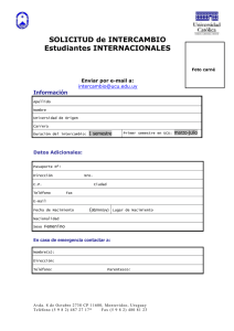 SOLICITUD de INTERCAMBIO para Estudiantes INTERNACIONALES