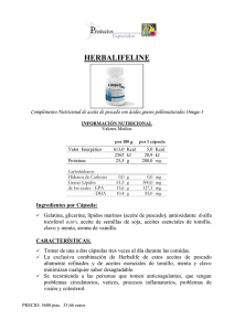 Complemento Nutricional de aceite de pescado con ácidos grasos