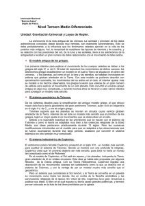 Nivel Tercero Medio Diferenciado.  Unidad: Gravitación Universal y Leyes de Kepler.