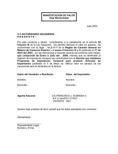 Manifestacion de Valor Temporales