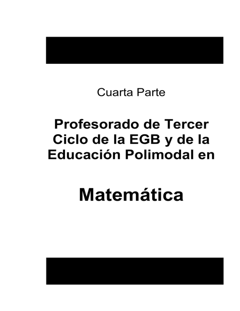 Matemática Profesorado De Tercer Ciclo De La Egb Y De La 7673