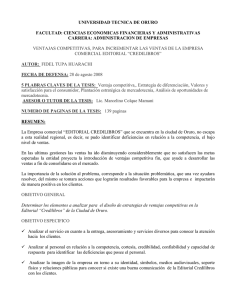 vENTAJAS COMPETITIVAS PARA INCRMENTAR VENTAS