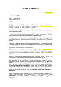 Exención de vacunación Ciudad y fecha Sra. Carmen Castillo