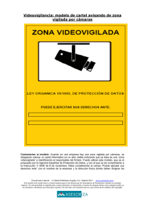Videovigilancia, modelo de cartel avisando de zona