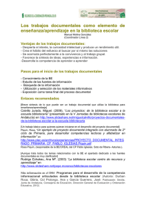 Los trabajos documentales como elemento de enseñanza/aprendizaje