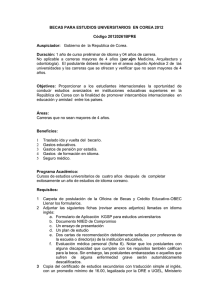 BECAS PARA ESTUDIOS UNIVERSITARIOS EN COREA