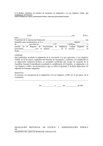 Modelo orientativo solicitud inscripción de adaptación Ley Orgánica