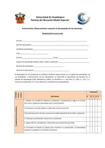 Instrumento: Observaciones respecto al desempeño de los