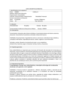 CARTA DESCRIPTIVA (FORMATO) I. Identificadores de la asignatura