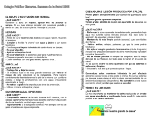QUEMADURAS (LESIÓN PRODUCIDA POR CALOR). EL GOLPE O CONTUSIÓN (SIN HERIDA). ¿