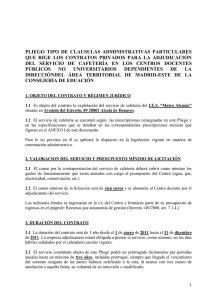 Pliego Cafetería IES Mateo Alemán: Condiciones del Contrato