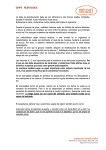 GRIPE - RESFRIADOS La dieta de desintoxicación debe ser con
