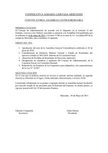COOPERATIVA AGRARIA LIMITADA MERCEDES  CONVOCATORIA ASAMBLEA EXTRAORDINARIA