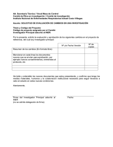 solicitud de evaluación de cambios en una investigación
