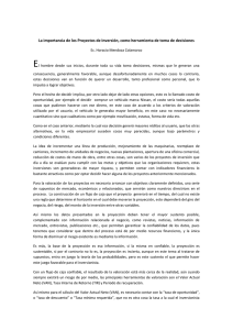 La importancia de los Proyectos de Inversión, como herramienta de