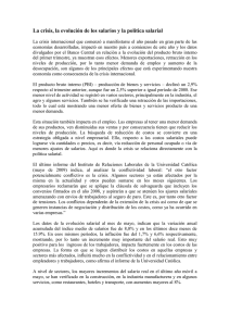 La crisis, la evolución de los salarios y la política salarial