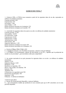 Ejercicios de PIB, PNB y Renta Nacional