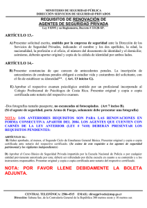 B. Requisitos de Renovación de Agentes de Seguridad Privada