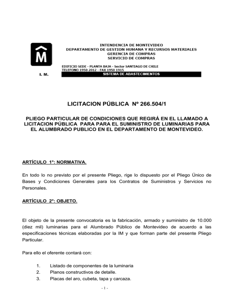 LUMINARIAS Intendencia Municipal de Montevideo