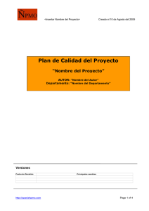 Plan de Calidad del Proyecto