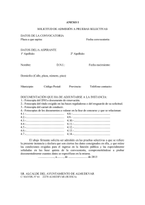 SOLICITUD DE ADMISIÓN A PRUEBAS SELECTIVAS DATOS DE LA CONVOCATORIA