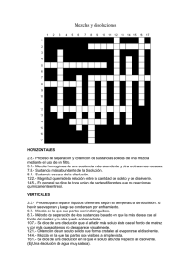 Crucigrama: Mezclas y Disoluciones - Química