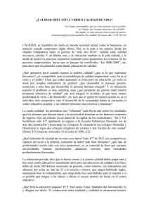 ¿CALIDAD EDUCATIVA VERSUS CALIDAD DE VIDA