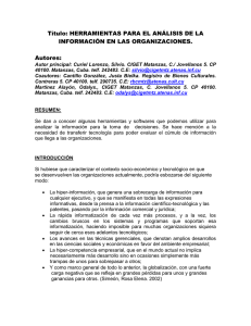 Título: HERRAMIENTAS PARA EL ANÁLISIS DE LA INFORMACIÓN EN LAS ORGANIZACIONES.  Autores: