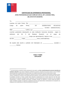 Certificado Experiencia Profesional Docente - Chile