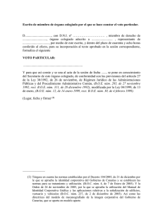 Escrito de miembro de órgano colegiado por el que se hace constar