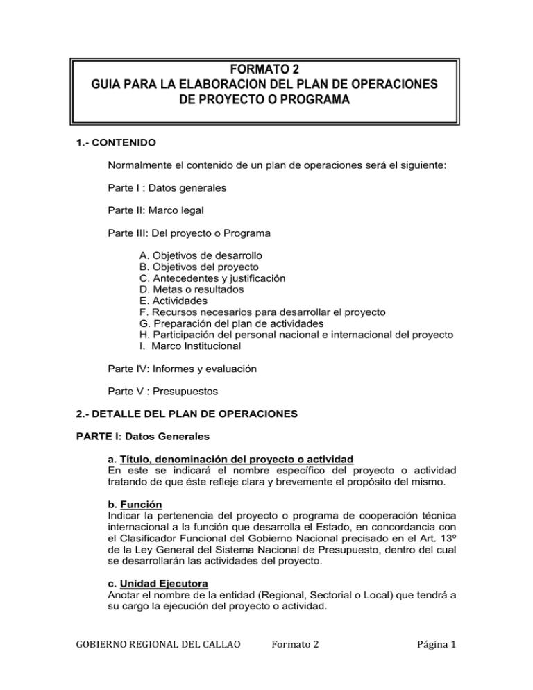 Formato 2 Guia Para La Elaboracion Del Plan De Operaciones