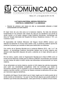 LACTANCIA MATERNA, MEDIDA PREVENTIVA CONTRA EL