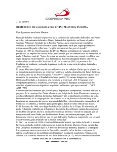 31 de octubre Una digna casa para Jesús Maestro