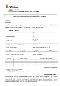 Notificación sobre concurrencia de condiciones que no