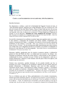 Carta Año Sacerdotal: Fidelidad y Apoyo a Sacerdotes