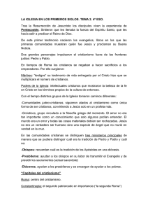 LA IGLESIA EN LOS PRIMEROS SIGLOS. TEMA 2. 4º ESO. Pentecostés