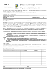 Solicitud de reducción del periodo de conversión R(CE) 889/2008