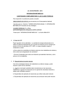 LIC. EN NUTRICIÓN - 2014 INTEGRACIÓN METABÓLICA