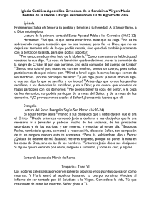 Boletín especial - Iglesia Católica Apostólica Ortodoxa de la