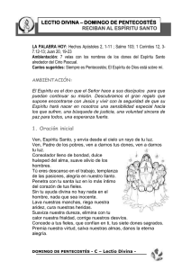 LECTIO DIVINA – DOMINGO DE PENTECOSTÉS RECIBAN AL ESPÍRITU SANTO