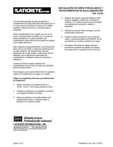 INSTALACIÓN DE GRÉS PORCELANICO Y REVESTIMIENTOS DE BAJA ABSORCIÓN TDS 119.0E