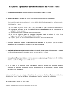 Requisitos a presentar para la Inscripción de Persona Física 1