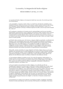 La escuela y la integración del hecho religioso