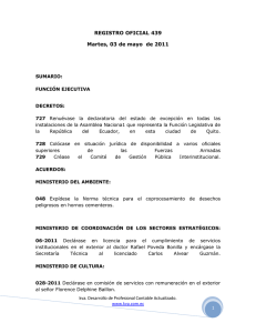 REGISTRO OFICIAL 439 Martes, 03 de mayo de 2011 SUMARIO